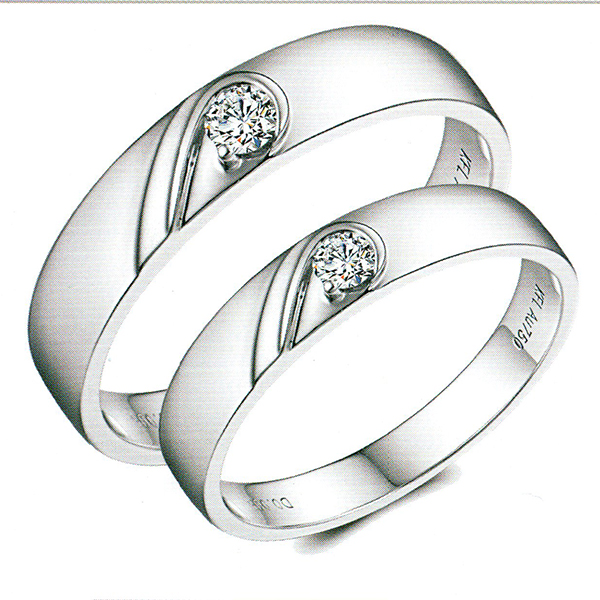 ผลงานรับสั่งทำจากโรงงานจิวเวลรี่แหวนคู่แต่งงานแหวนตัวเรือนทองคำขาวฝังเพชรแท้1464