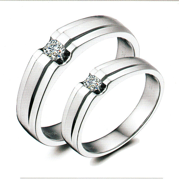 ผลงานรับสั่งทำจากโรงงานจิวเวลรี่แหวนคู่แต่งงานแหวนตัวเรือนทองคำขาวฝังเพชรแท้1491