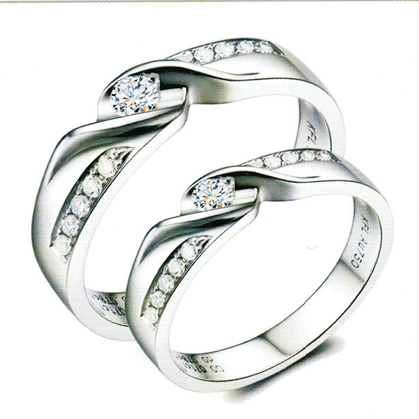 ผลงานรับสั่งทำจากโรงงานจิวเวลรี่แหวนคู่แต่งงานแหวนตัวเรือนทองคำขาวฝังเพชรแท้1511