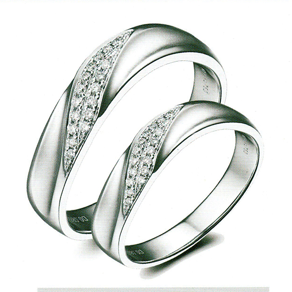 ผลงานรับสั่งทำจากโรงงานจิวเวลรี่แหวนคู่แต่งงานแหวนตัวเรือนทองคำขาวฝังเพชรแท้1512