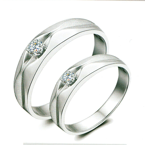ผลงานรับสั่งทำจากโรงงานจิวเวลรี่แหวนคู่แต่งงานแหวนตัวเรือนทองคำขาวฝังเพชรแท้1546